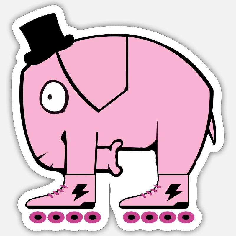 Pinker Elefant - Sticker Größe S (10 x 10 cm) - Mattweiß