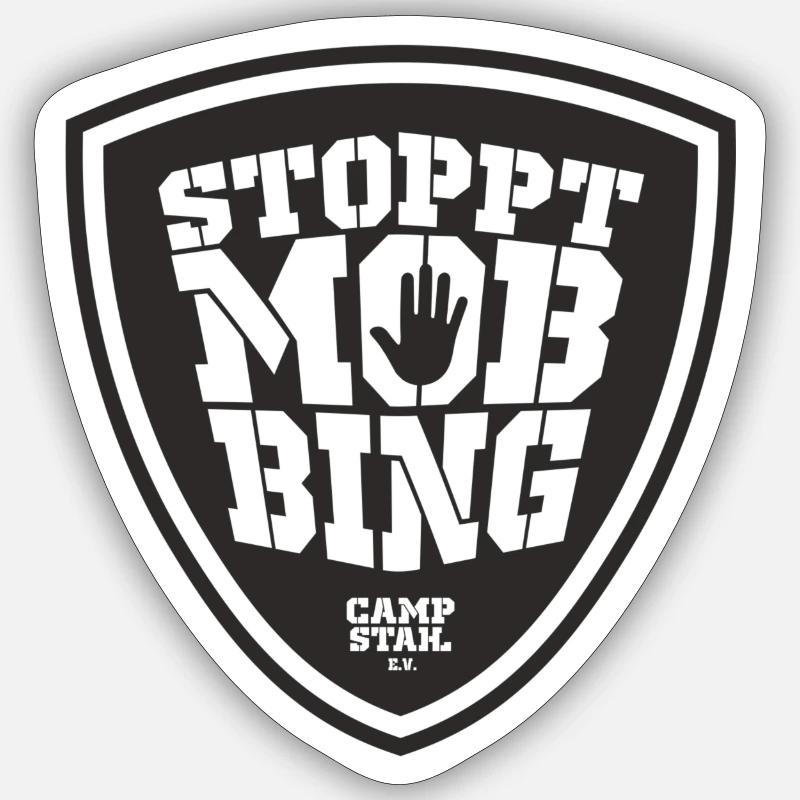 Stoppt Mobbing schwarz - Sticker Größe S (10 x 10 cm) - Mattweiß