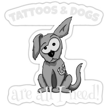 Les tatouages et le tatouage chien chiens cadeau frais - Sticker taille S (10 x 10 cm) - blanc mat - Devant