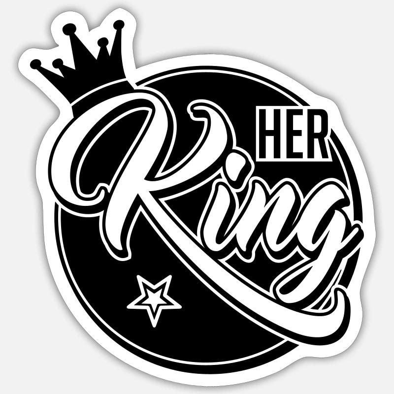 Her King - Ihr König - Partner Shirt - Geschenk - Sticker Größe S (10 x 10 cm) - Mattweiß