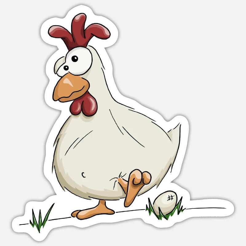 crazy chicken with egg farmer farmer gift Sticker size S (10 x 10 cm)