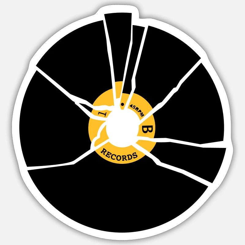broken record vinyl cd Sticker size S (10 x 10 cm)