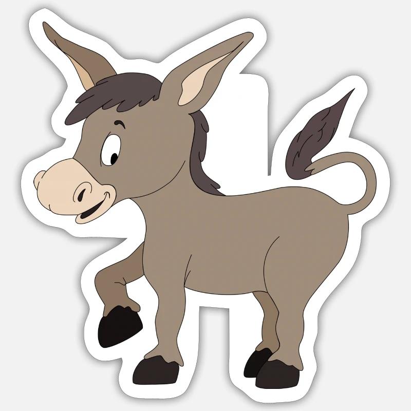 Toki le petit âne gris Sticker taille S (10 x 10 cm)