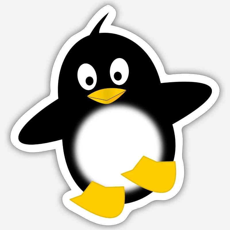 Penguin Glow Belly Dessin animé - Sticker taille S (10 x 10 cm) - blanc mat