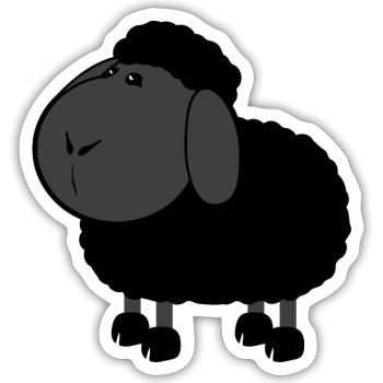 Schwarzes Schaf - Sticker Größe S (10 x 10 cm) - Mattweiß - Vorne