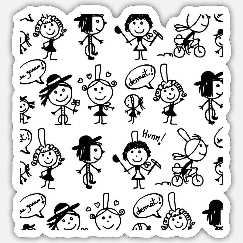 petits personnages bretons - Sticker taille S (10 x 10 cm) - blanc mat