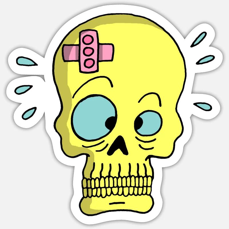 Skull and sticking plaster Sticker size S (10 x 10 cm)