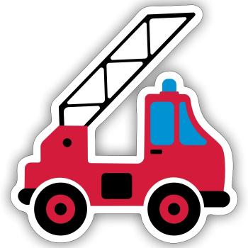 Feuerwehr Leiterwagen - Sticker Größe S (10 x 10 cm) - Mattweiß - Vorne