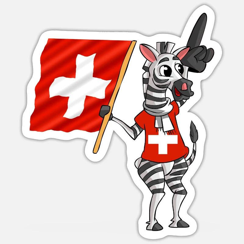 Schweizer Zebra - Sticker Größe S (10 x 10 cm) - Mattweiß