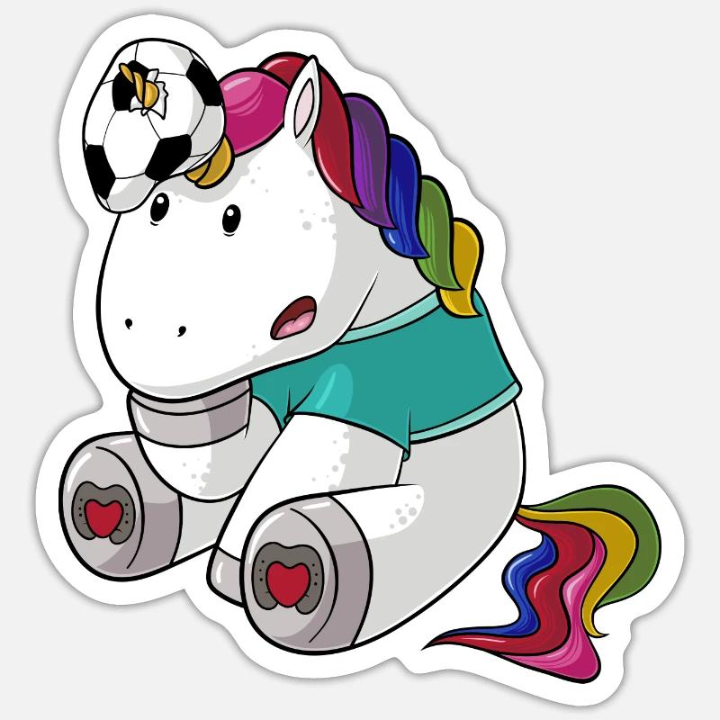 Kopfball Comic Einhorn - Sticker Größe S (10 x 10 cm) - Mattweiß