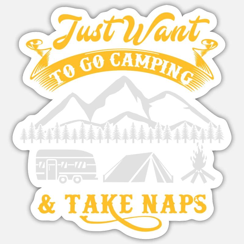 Ich möchte nur zelten und ein Nickerchen machen - Camping Sticker Größe S (10 x 10 cm)