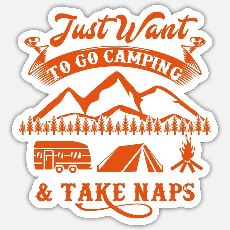 Ich möchte nur zelten und ein Nickerchen machen - Camping - Sticker Größe S (10 x 10 cm) - Mattweiß