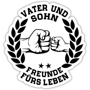 Vater und Sohn Freunde fürs Leben - Lorbeerkranz - Sticker size S (10 x 10 cm) - white matte - Front