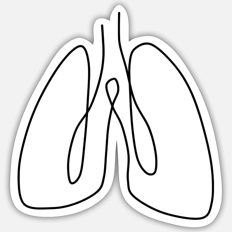 poumon - Sticker taille S (10 x 10 cm) - blanc mat