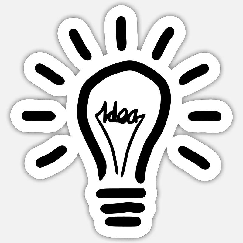 Glühbirne Idee Drahtschrift - Sticker Größe S (10 x 10 cm) - Mattweiß
