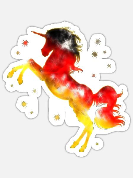 Einhorn Deutschland Fahne Farben Flagge Fußball - Sticker Größe S (10 x 10 cm) - Mattweiß