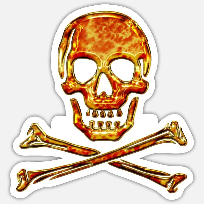 Crâne, Skull, Fire, pirate, digital, crânes de Sticker taille S (10 x 10 cm)