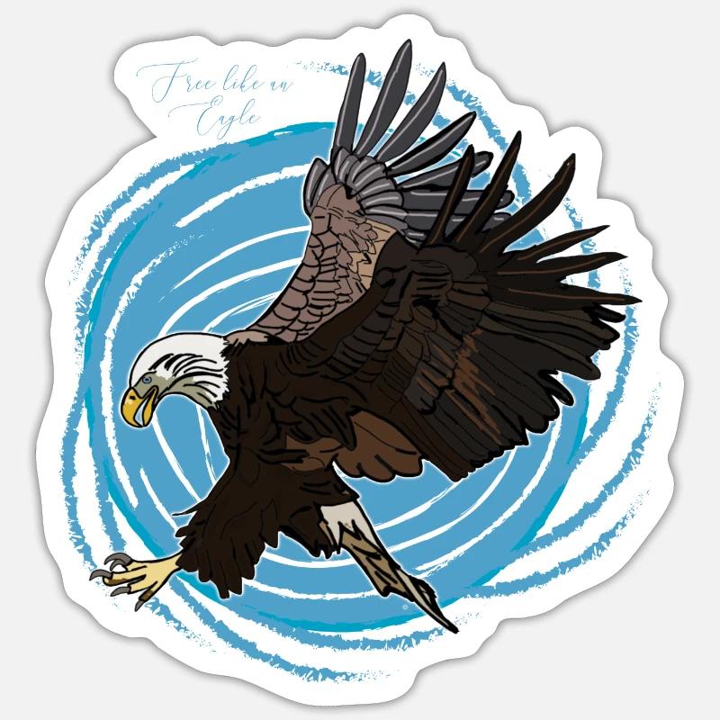 Adler, Eagle, Free - Sticker Größe S (10 x 10 cm) - Mattweiß