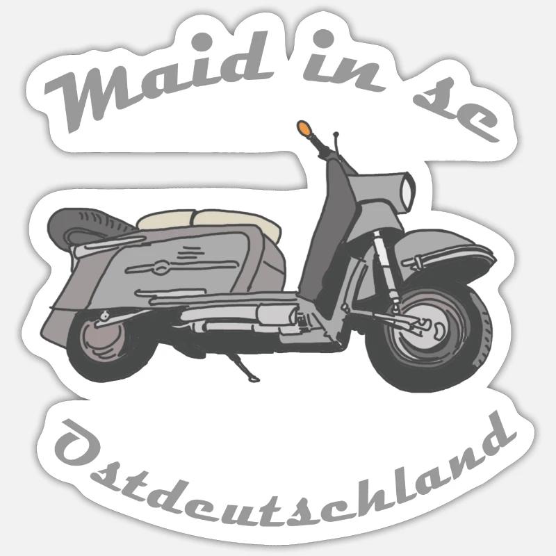 Made in the DDR, Troll Roller, Simson, Moped, Ossi Sticker Größe S (10 x 10 cm)