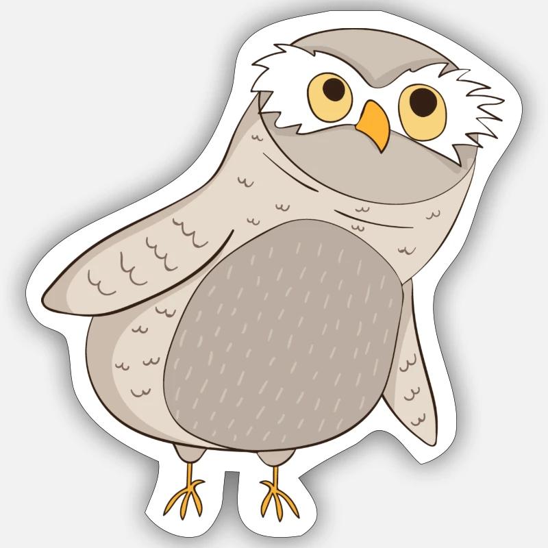 Kauz Eule - Sticker Größe S (10 x 10 cm) - Mattweiß