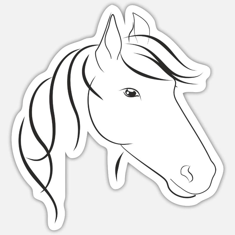 Tête de cheval avec cheval Maehne - Sticker taille S (10 x 10 cm) - blanc mat