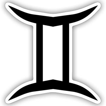 Glyphe Zwillinge Sternzeichen Symbol - Sticker Größe S (10 x 10 cm) - Mattweiß - Vorne