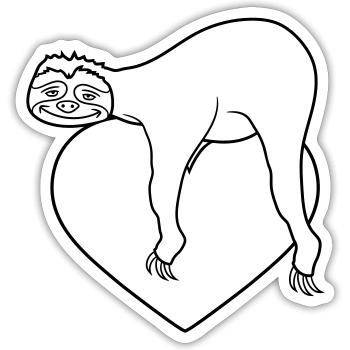 herz liebe faultier entspannen muede chillen haeng - Sticker Größe S (10 x 10 cm) - Mattweiß - Vorne