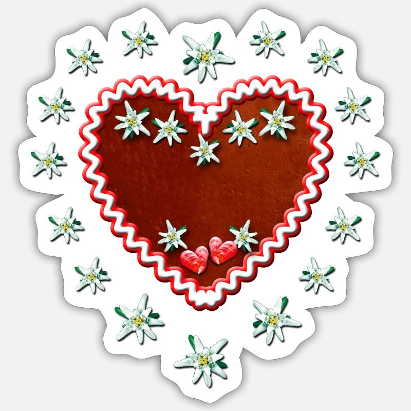 49 Lebkuchenherz Engelein Edelweiss Dein Text Sticker Größe S (10 x 10 cm)