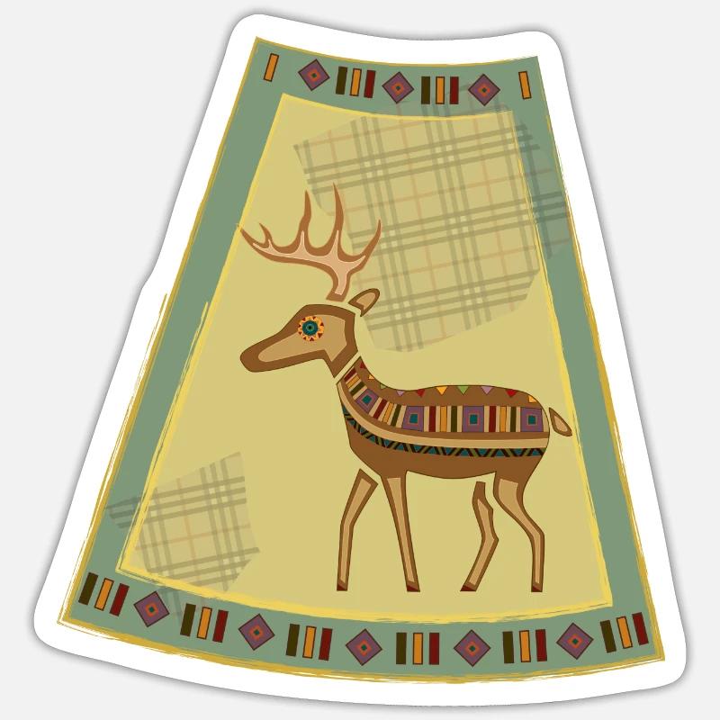cerf - Sticker taille S (10 x 10 cm) - blanc mat