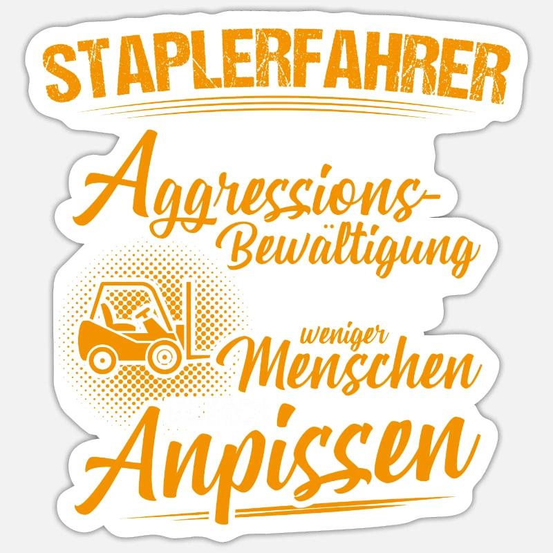 Staplerfahrer Gabelstaplerfahrer Geschenk Aggro - Sticker Größe S (10 x 10 cm) - Mattweiß