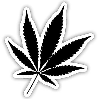 Hanfblatt Hanf Cannabis (freie Farbwahl) - Sticker Größe S (10 x 10 cm) - Mattweiß - Vorne