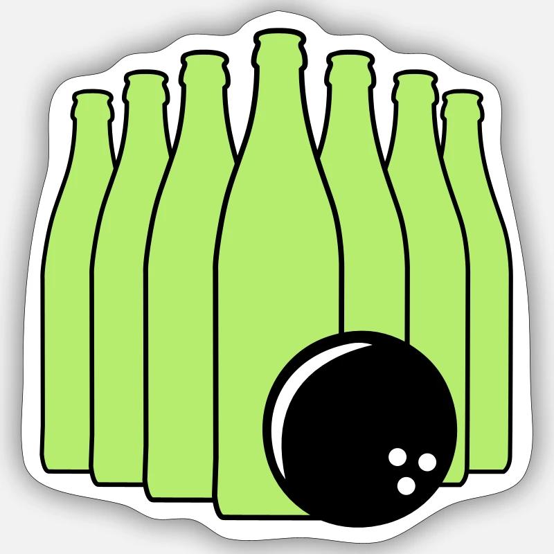 Bière bowling avec boule de bowling. Deux couleurs. Sticker taille S (10 x 10 cm)
