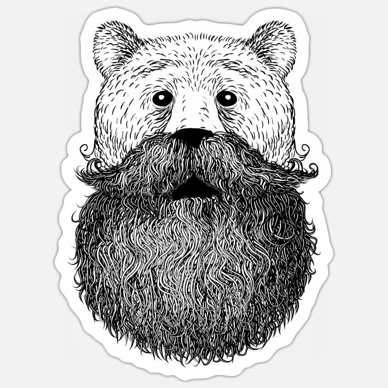 Bear or beard - Sticker size S (10 x 10 cm) - white matte