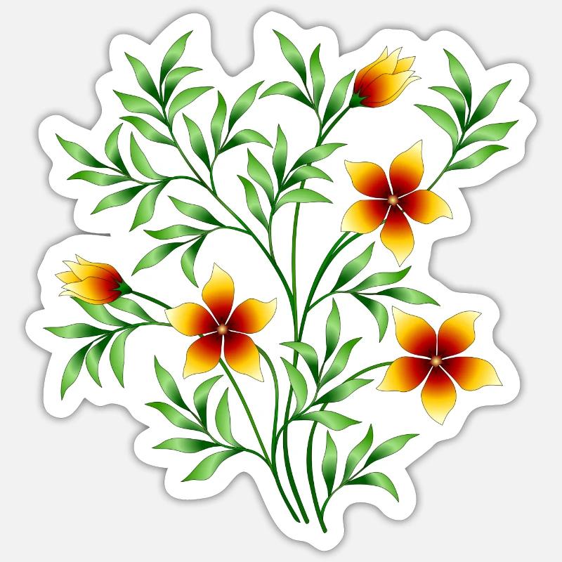fleurs - Sticker taille S (10 x 10 cm) - blanc mat