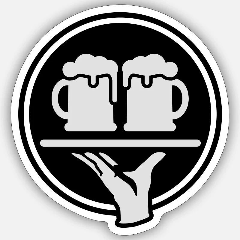 Bière Service - Sticker taille S (10 x 10 cm) - blanc mat