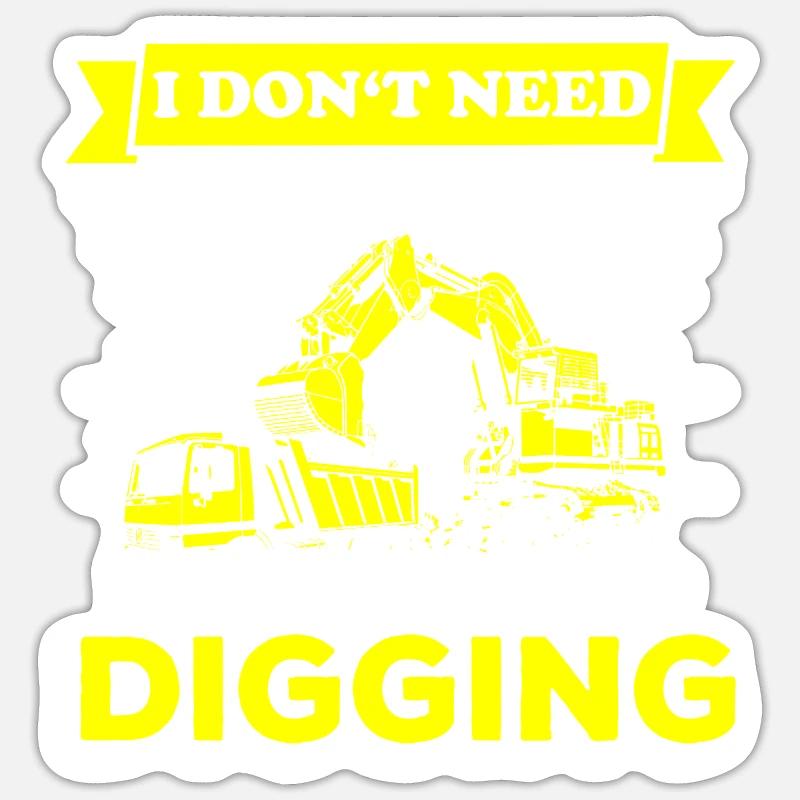 Bauarbeiter Bagger - Sticker Größe S (10 x 10 cm) - Mattweiß