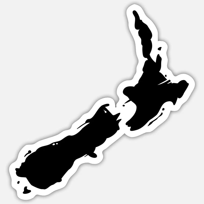 Neuseeland Karte - Sticker Größe S (10 x 10 cm) - Mattweiß