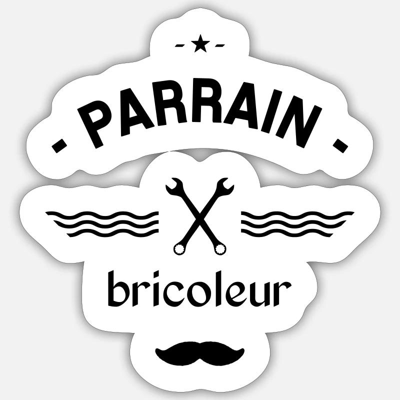 Parrain bricoleur - Sticker taille S (10 x 10 cm) - blanc mat