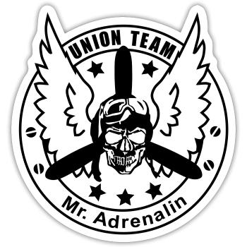Union team Mr. Adrenalin - Sticker Größe S (10 x 10 cm) - Mattweiß - Vorne