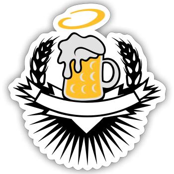 beer in a beer mug with ears of wheat and halo - Sticker size S (10 x 10 cm) - white matte - Front