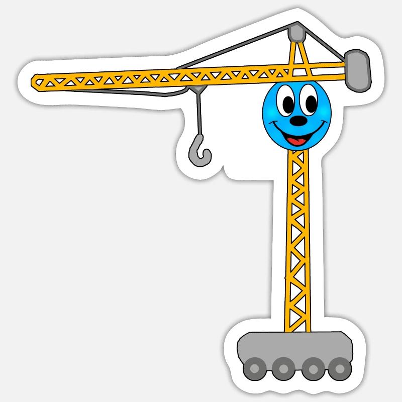 Crane for children, crane operator, construction site Sticker size S (10 x 10 cm)