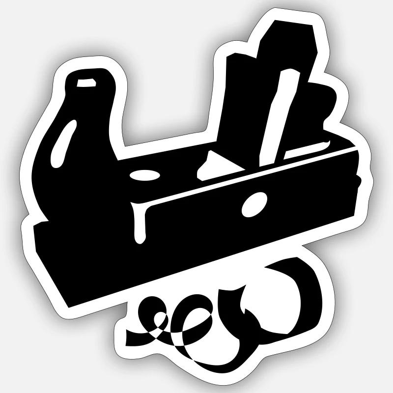 Hobel - Sticker Größe S (10 x 10 cm) - Mattweiß