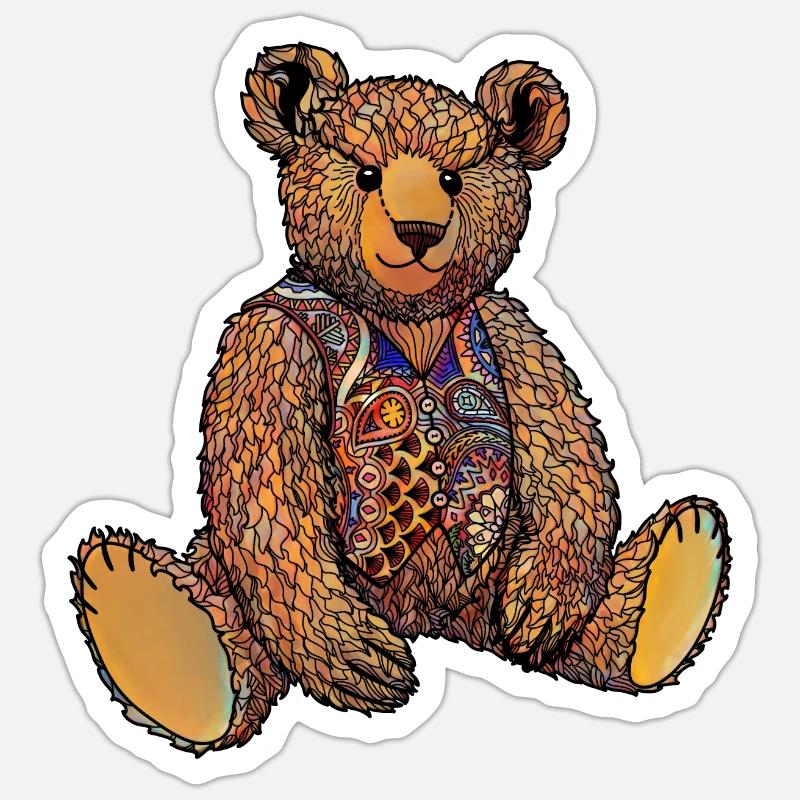 Aquarelle Ted - Sticker taille S (10 x 10 cm) - blanc mat