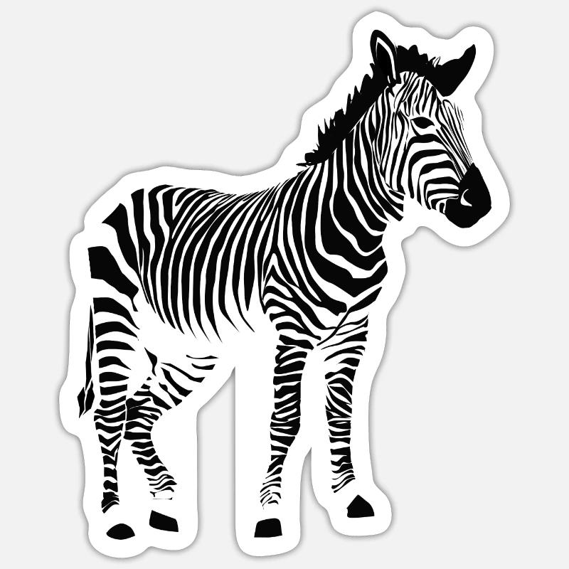 zèbre - Sticker taille S (10 x 10 cm) - blanc mat