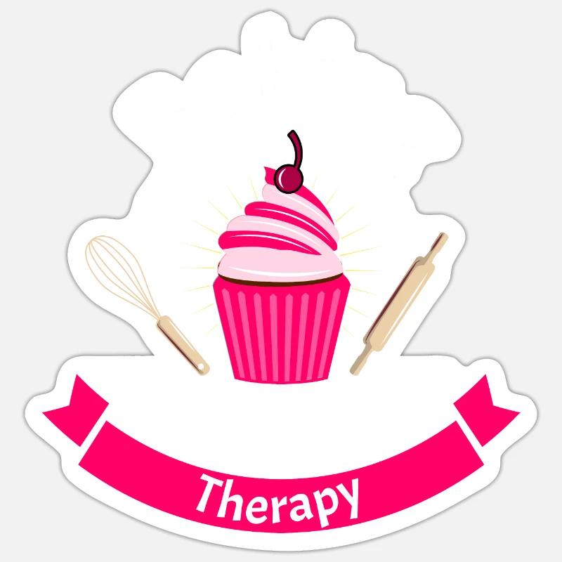 Baking is my therapy Geschenkidee Bäcker Backen Sticker Größe S (10 x 10 cm)