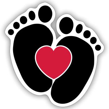 Heart Baby Feet - Sticker taille S (10 x 10 cm) - blanc mat - Devant