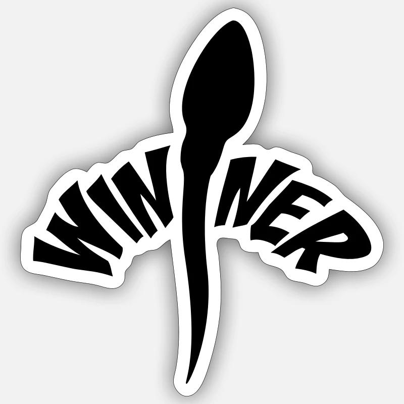 Winner Sperm - Sticker taille S (10 x 10 cm) - blanc mat