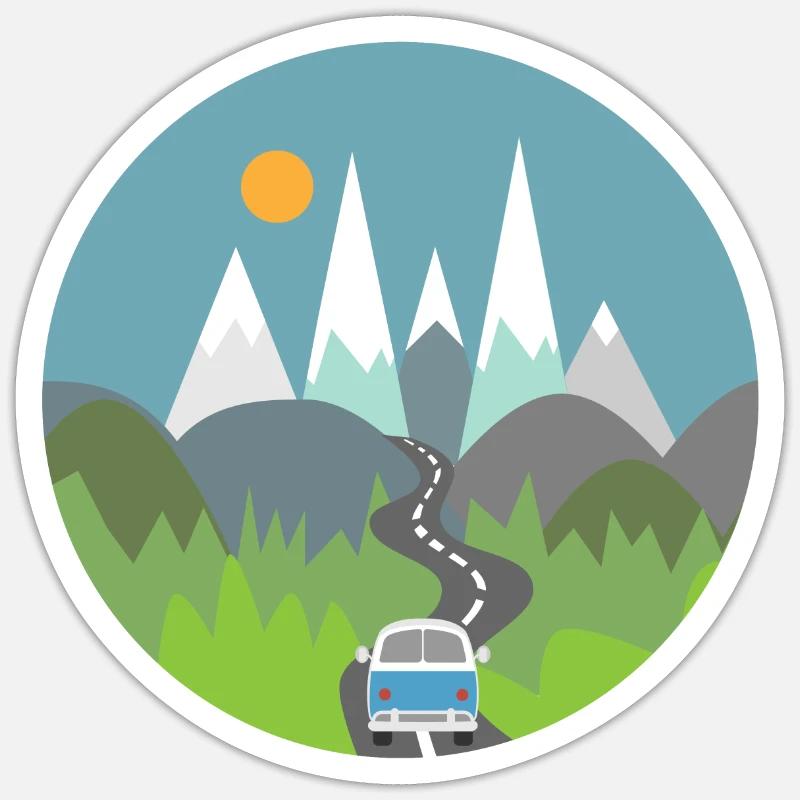 Camping - Sticker taille S (10 x 10 cm) - blanc mat