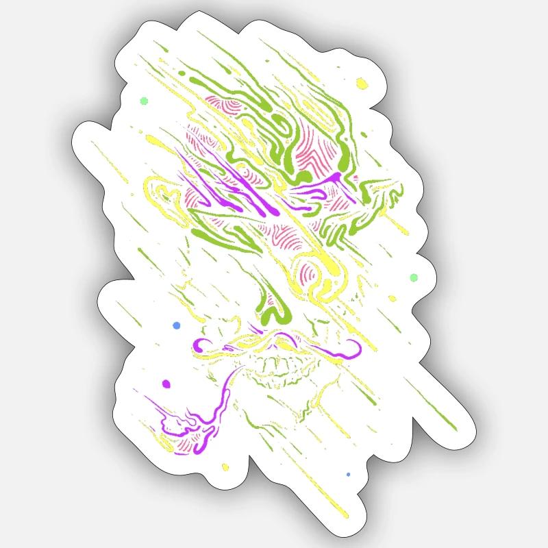 Crâne néon graffiti éclatant - Sticker taille S (10 x 10 cm) - blanc mat
