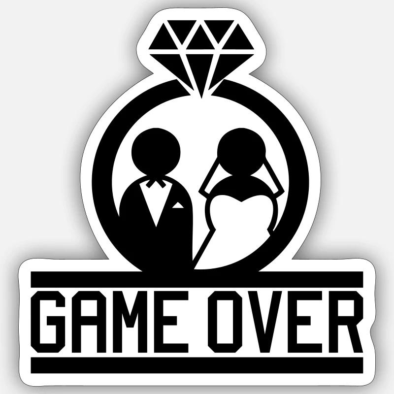 Game Over - Sticker Größe S (10 x 10 cm) - Mattweiß